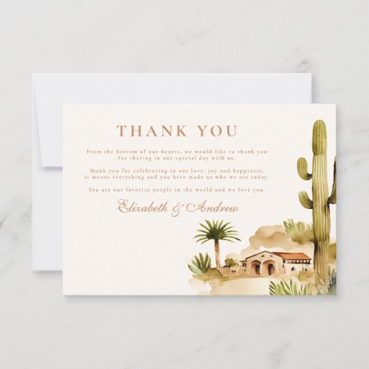 Woestijn Hacienda Trouwstijl Bedankkaart (Voorkant)
