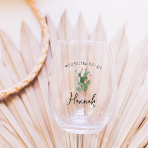 Woestijn Hart Cactus Bachelorette Feest Wijnglas Zonder Voet