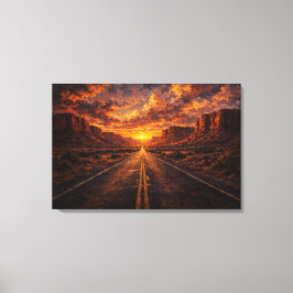 Woestijn Horizon: De Gouden Snelweg Canvas Afdruk