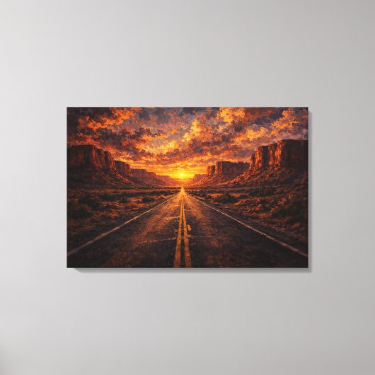 Woestijn Horizon: De Gouden Snelweg Canvas Afdruk (Voorkant)