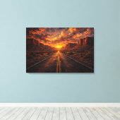 Woestijn Horizon: De Gouden Snelweg Canvas Afdruk (Insitu (Houten vloer))