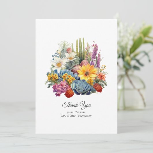 Woestijn Hues Bloemen Bruiloft Bedankkaart (Staand voorkant)