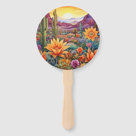 Woestijn Hues Bloemen Bruiloft Handwaaier (Achterkant)