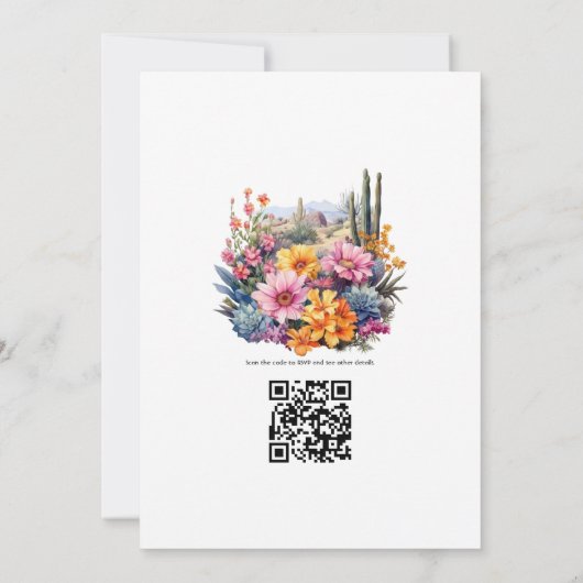 Woestijn Hues Bloemen Bruiloft Kaart (Achterkant)