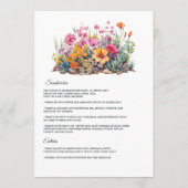 Woestijn Hues Bloemen Bruiloft Menu (Achterkant)