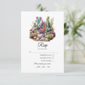 Woestijn Hues Bloemen Bruiloft RSVP Kaartje (Staand voorkant)