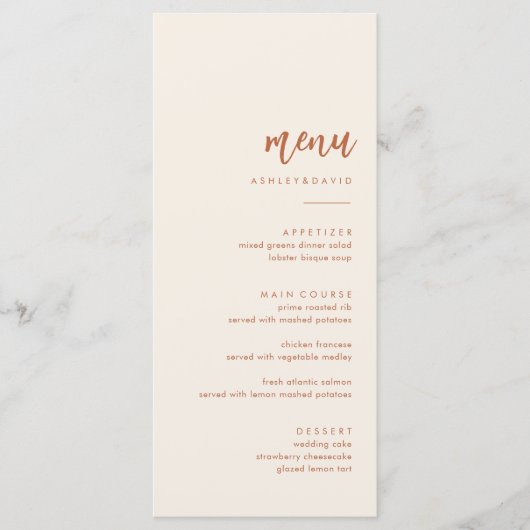 Woestijn Huwelijksmenu Kaarten Roestig (Voorkant)