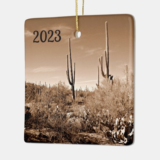 Woestijn in sepia keramisch ornament (Links)