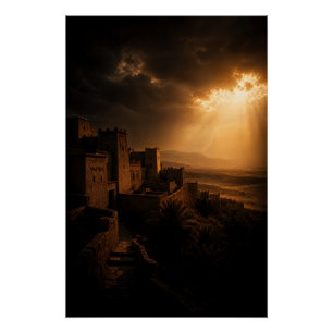 Woestijn Kasbah Clair-obscur Zonsondergang Perfect Poster