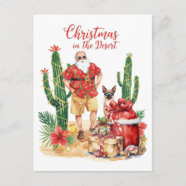 Woestijn Kerstmis met Cactus Kerstman Feestdagenkaart