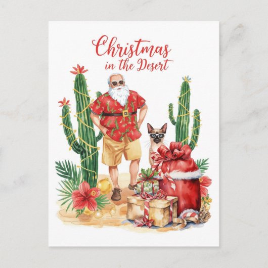 Woestijn Kerstmis met Cactus Kerstman Feestdagenkaart (Voorkant)
