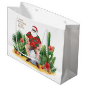 Woestijn Kerstmis met Cactus Kerstman Groot Cadeauzakje (Voorkant Gekanteld)