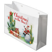 Woestijn Kerstmis met Cactus Kerstman Groot Cadeauzakje (Voorkant Gekanteld)