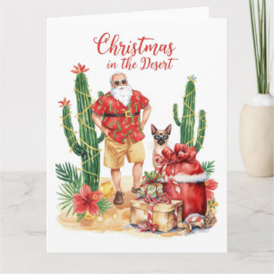 Woestijn Kerstmis met Cactus Kerstman Kaart