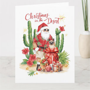 Woestijn Kerstmis met Cactus Kerstman Kaart