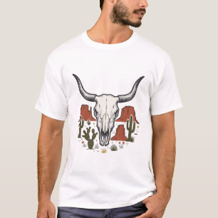 Woestijn Koe Schedel Vintage Zuidwesten Cactus Kun T-shirt