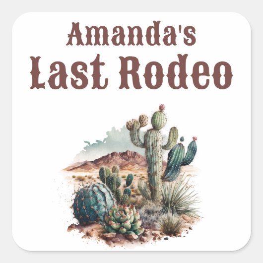 Woestijn Laatste Rodeo Scottsdale Vrijgezellenfees Vierkante Sticker (Voorkant)