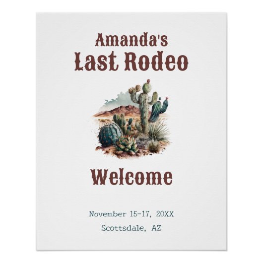 Woestijn Laatste Rodeo Scottsdale vrijgezellenweek Perfect Poster (Voorkant)