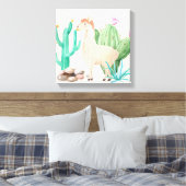 Woestijn LIama Cactus Bloemen Canvas Afdruk (Insitu (Slaapkamer))