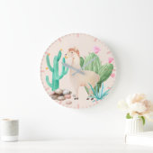 Woestijn LIama Cactus Bloemen Stenen Grote Klok (Huis)