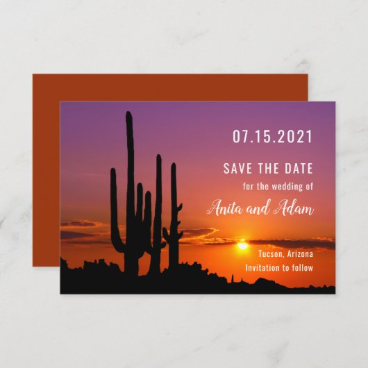 Woestijn met Cacti Landschap Save the Date Kaart (Voorkant / Achterkant)