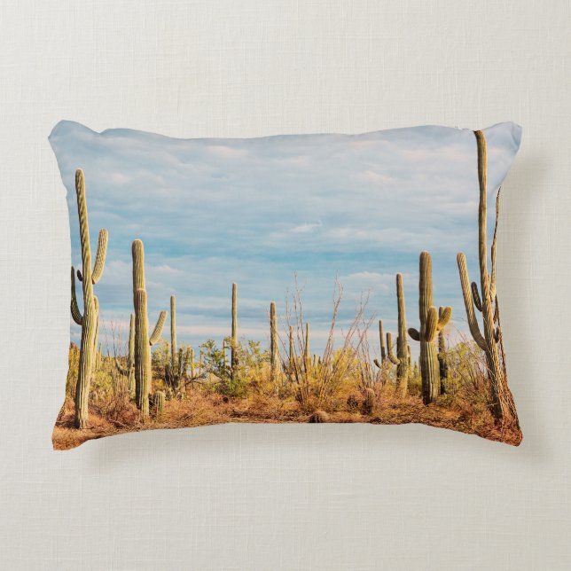 Woestijn met Saguaro cacti Accent Kussen (Voorkant)