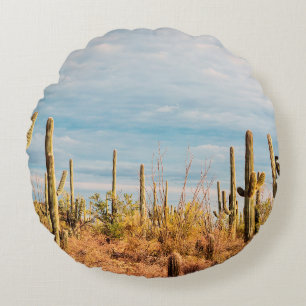 Woestijn met Saguaro cacti Rond Kussen