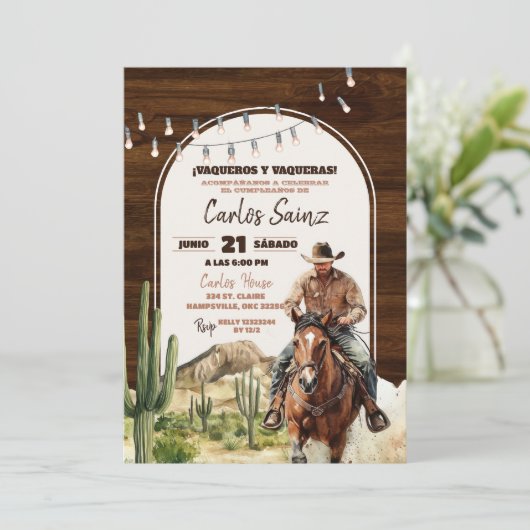 Woestijn Mexicaanse Spaanse cowboy verjaardag Kaart (Staand voorkant)