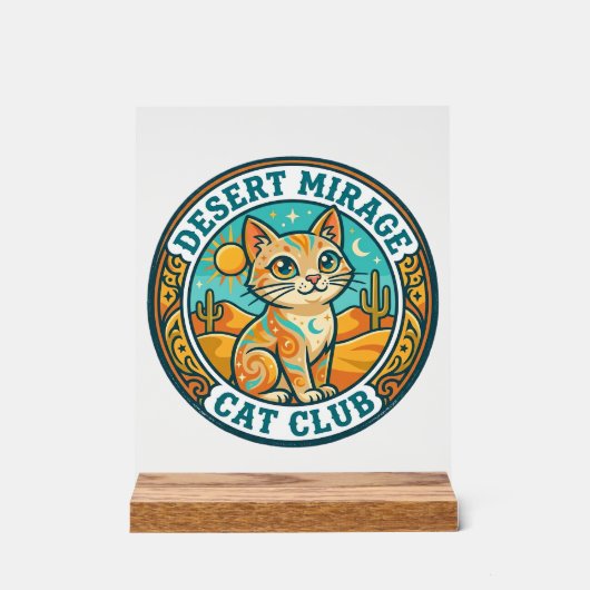 Woestijn Mirage Kat Kat Moeder Cadeau Idee - Woest Acryl Bord (Voorkant)