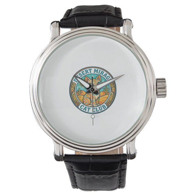 Woestijn Mirage Kat Kat Moeder Cadeau Idee - Woest Horloge (Voorkant)