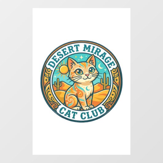 Woestijn Mirage Kat Kat Moeder Cadeau Idee - Woest Raamsticker (Vel)