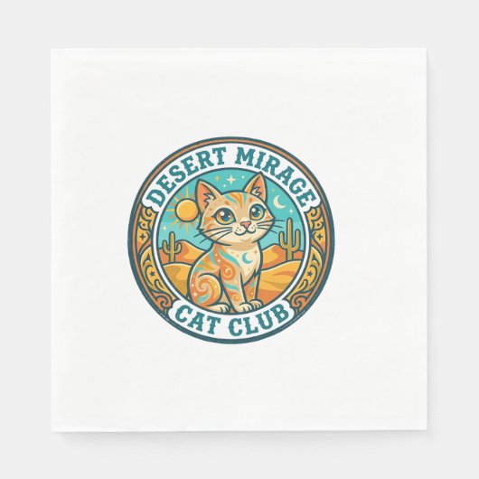 Woestijn Mirage Kat Kat Moeder Cadeau Idee - Woest Servet (Voorkant)