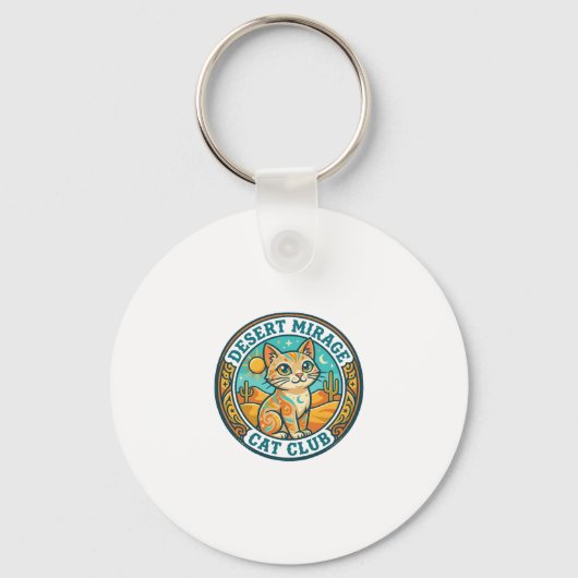 Woestijn Mirage Kat Kat Moeder Cadeau Idee - Woest Sleutelhanger (Voorkant)