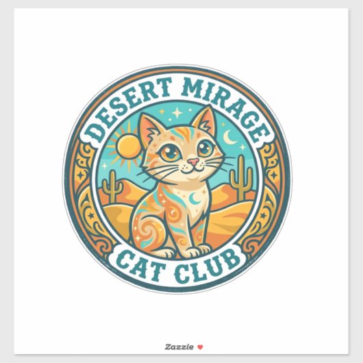 Woestijn Mirage Kat Kat Moeder Cadeau Idee - Woest Sticker (Vel)