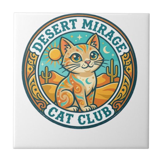 Woestijn Mirage Kat Kat Moeder Cadeau Idee - Woest Tegeltje (Voorkant)