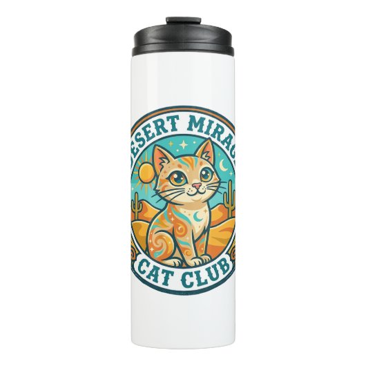 Woestijn Mirage Kat Kat Moeder Cadeau Idee - Woest Thermosbeker (Voorkant)