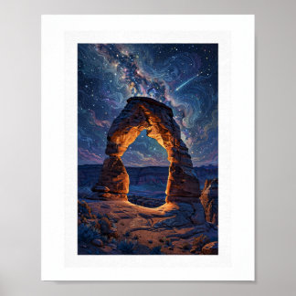Woestijn Nachtelijke Hemel Boven Delicate Arch Pos Poster
