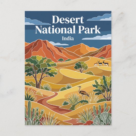 Woestijn Nationaal Park India Briefkaart (Voorkant)