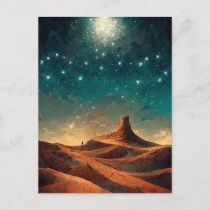 Woestijn Night Fantasy Landscape Sci-Fi Briefkaart