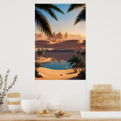 Woestijn oase en meer poster (Keuken)