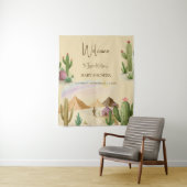 Woestijn Oh Cactus Jongen Boho Boog Baby Shower Wandkleed (In situ)