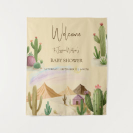 Woestijn Oh Cactus Jongen Boho Boog Baby Shower Wandkleed