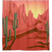 Woestijn op zonsondergang met Saguaros Douchegordijn (Voorkant)