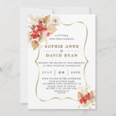 Woestijn Pampas Grass Red Orchids Gold Wedding Kaart (Voorkant)