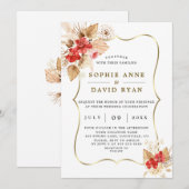 Woestijn Pampas Grass Red Orchids Gold Wedding Kaart (Voorkant / Achterkant)