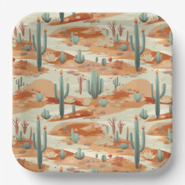 Woestijn Papieren Borden, Cactus Feestartikelen Bordje