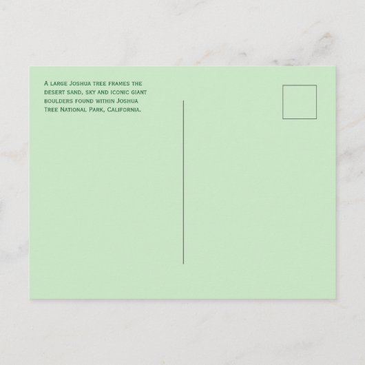 Woestijn Planten, Reuzenrotsblokken, Joshua Tree N Briefkaart (Achterkant)