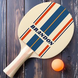 Woestijn Retro Regenboog Bord Strepen met Naam Tafeltennisbatje