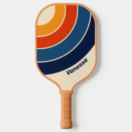 Woestijn Retro Regenboog Cirkel Streep met Naam Pickleball Paddle