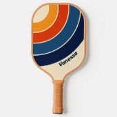 Woestijn Retro Regenboog Cirkel Streep met Naam Pickleball Paddle (Achterkant)